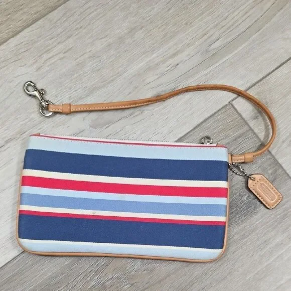 Coach RARE Vintage Striped Canvas Tote and Wristlet Set - Picture 14 of 16